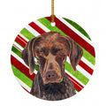 German Shorthaired Pointer Candy Cane Holiday Christmas Ceramic Ornament Christmas Tree Hanging Decorations for Home Christmas Holiday, Party, Gift, 3 in, Multicolor