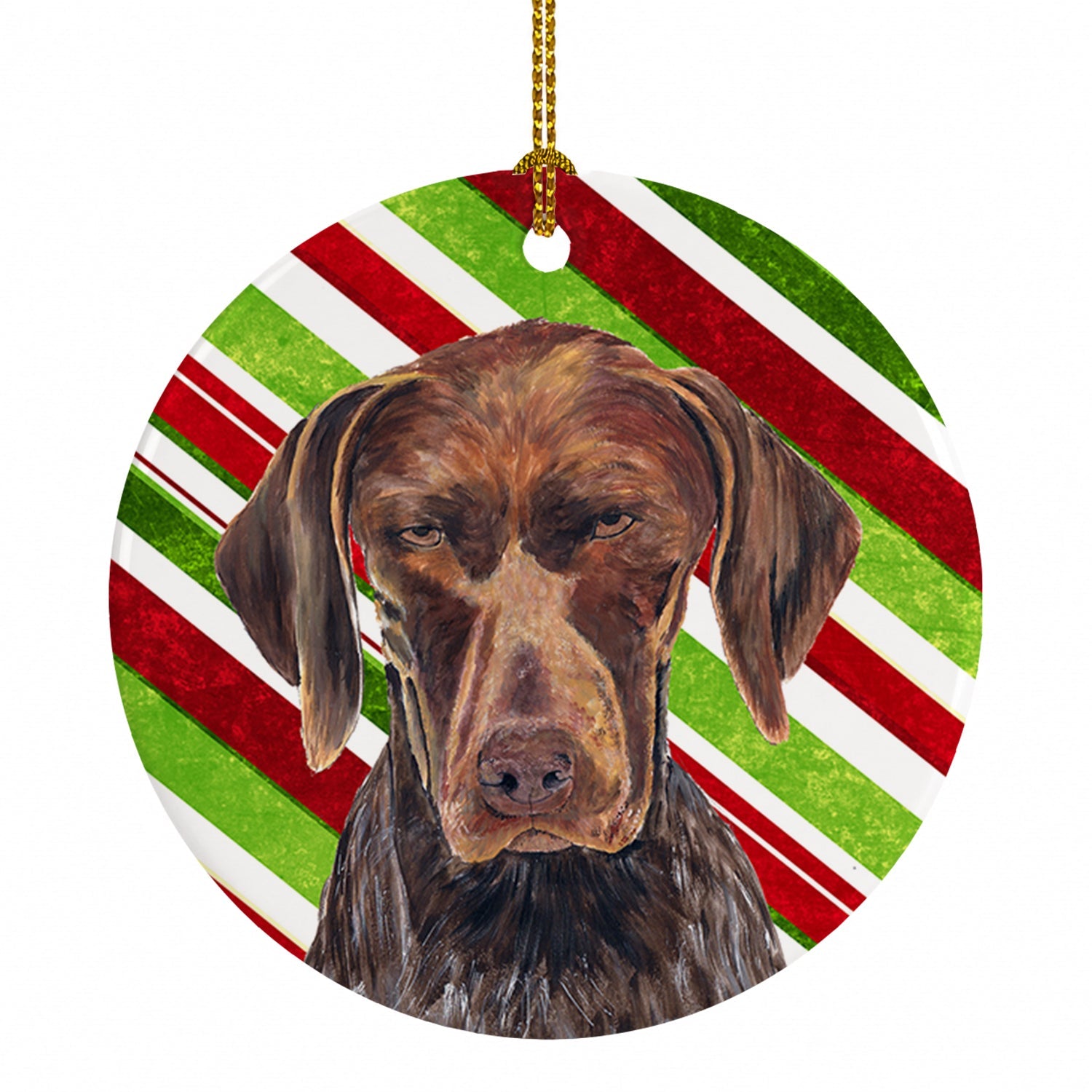 German Shorthaired Pointer Candy Cane Holiday Christmas Ceramic Ornament Christmas Tree Hanging Decorations for Home Christmas Holiday, Party, Gift, 3 in, Multicolor