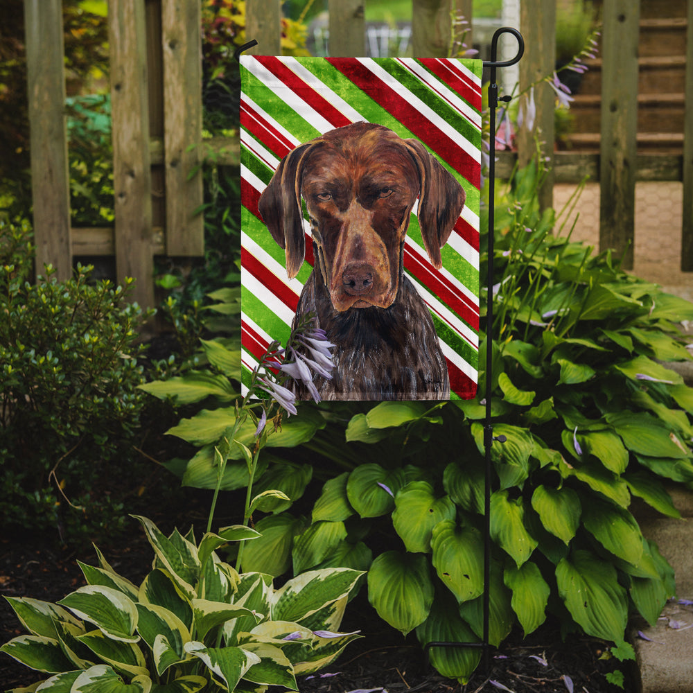 German Shorthaired Pointer Candy Cane Holiday Christmas Garden Flag Mailbox Decorative Yard Banner Outside Patio Artwork for Flower Beds, Garden Size, Multicolor