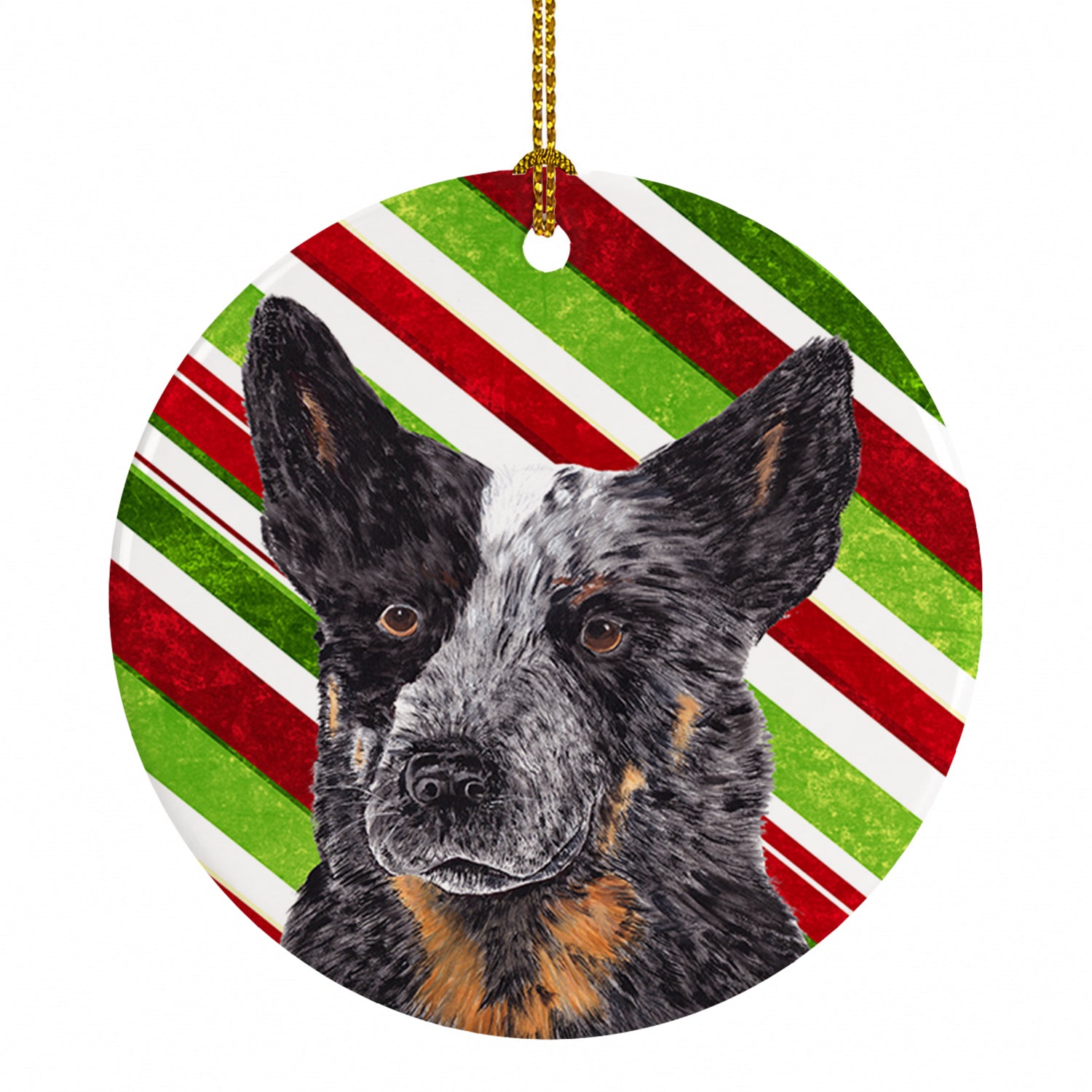 Australian Cattle Dog Candy Cane Holiday Christmas Ceramic Ornament Christmas Tree Hanging Decorations for Home Christmas Holiday, Party, Gift, 3 in, Multicolor