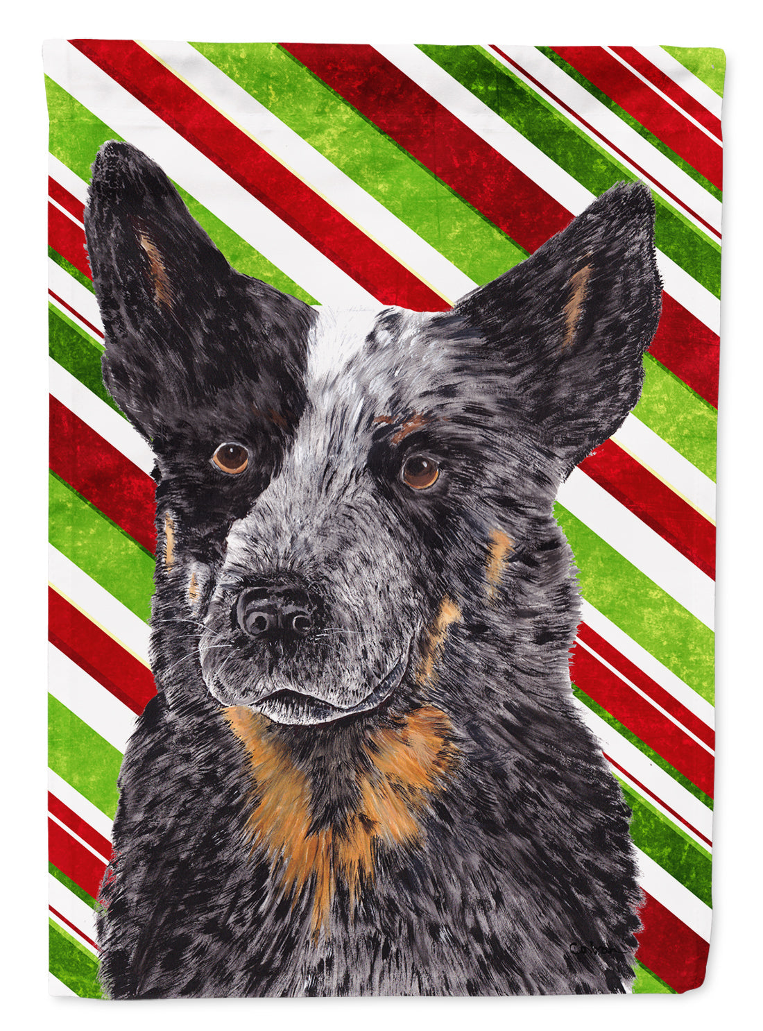 Australian Cattle Dog Candy Cane Holiday Christmas Garden Flag Mailbox Decorative Yard Banner Outside Patio Artwork for Flower Beds, Garden Size, Multicolor