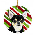Chihuahua Candy Cane Holiday Christmas Ceramic Ornament Christmas Tree Hanging Decorations for Home Christmas Holiday, Party, Gift, 3 in, Multicolor