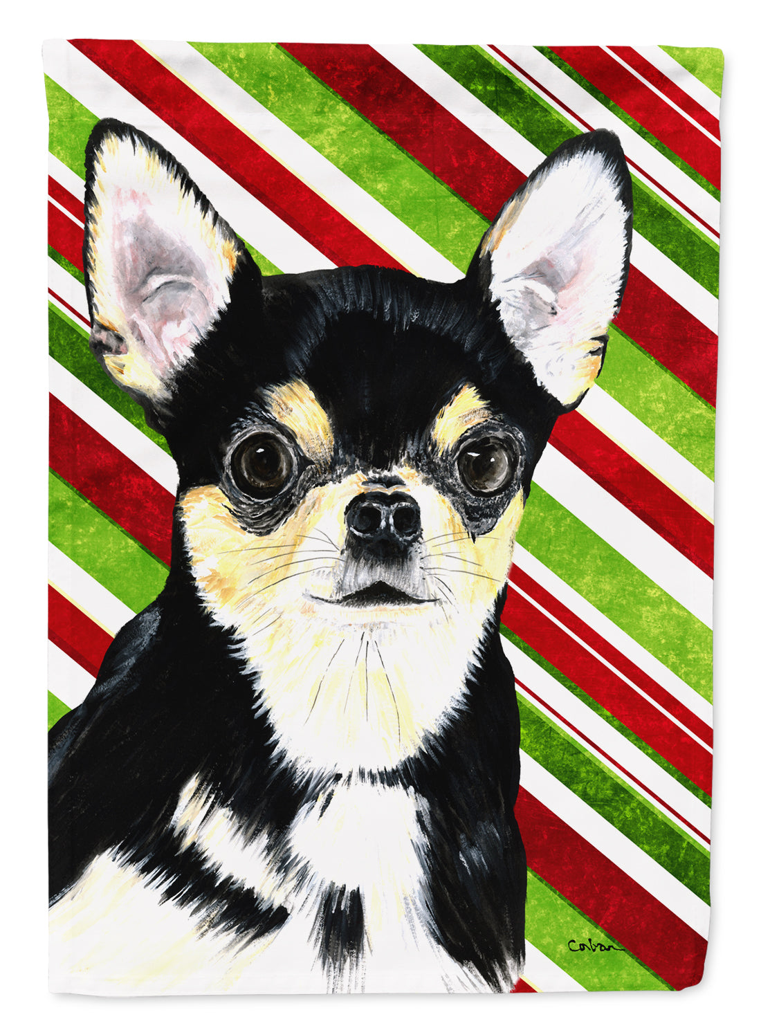 Chihuahua Candy Cane Holiday Christmas Garden Flag Mailbox Decorative Yard Banner Outside Patio Artwork for Flower Beds, Garden Size, Multicolor