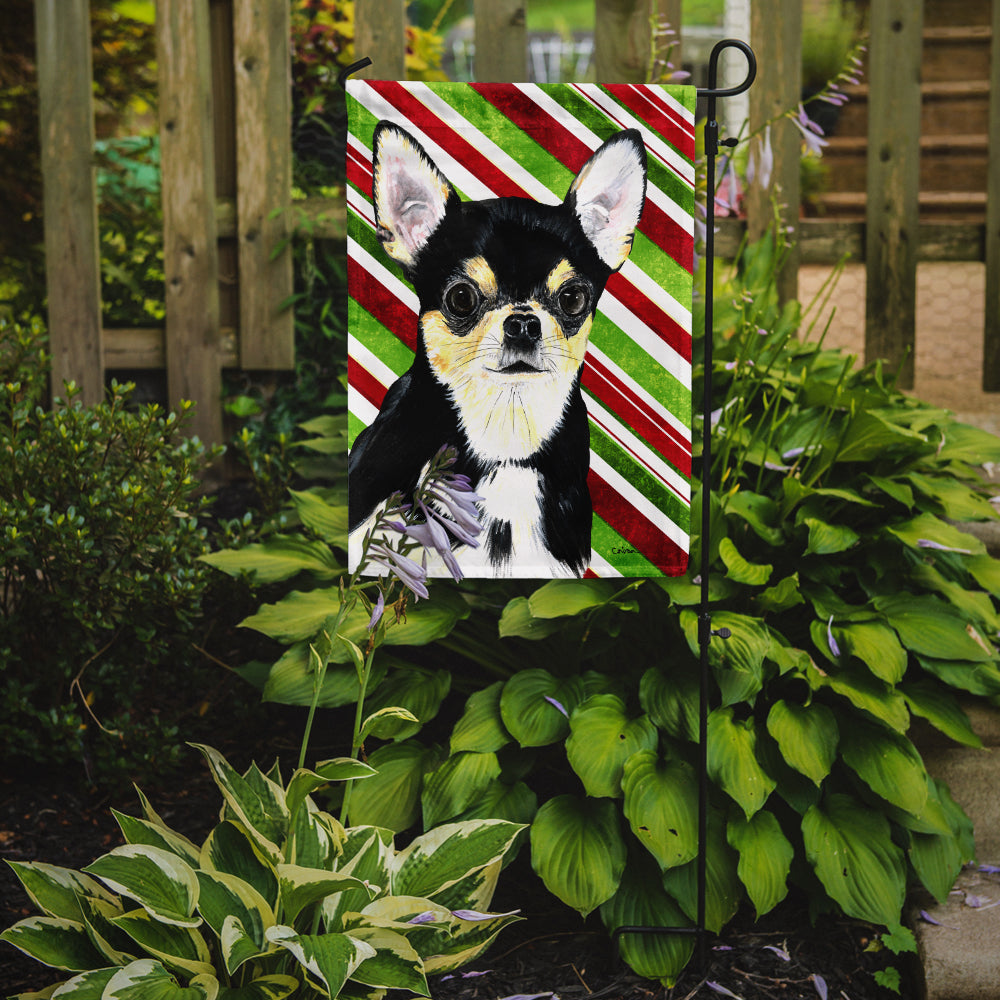 Chihuahua Candy Cane Holiday Christmas Garden Flag Mailbox Decorative Yard Banner Outside Patio Artwork for Flower Beds, Garden Size, Multicolor