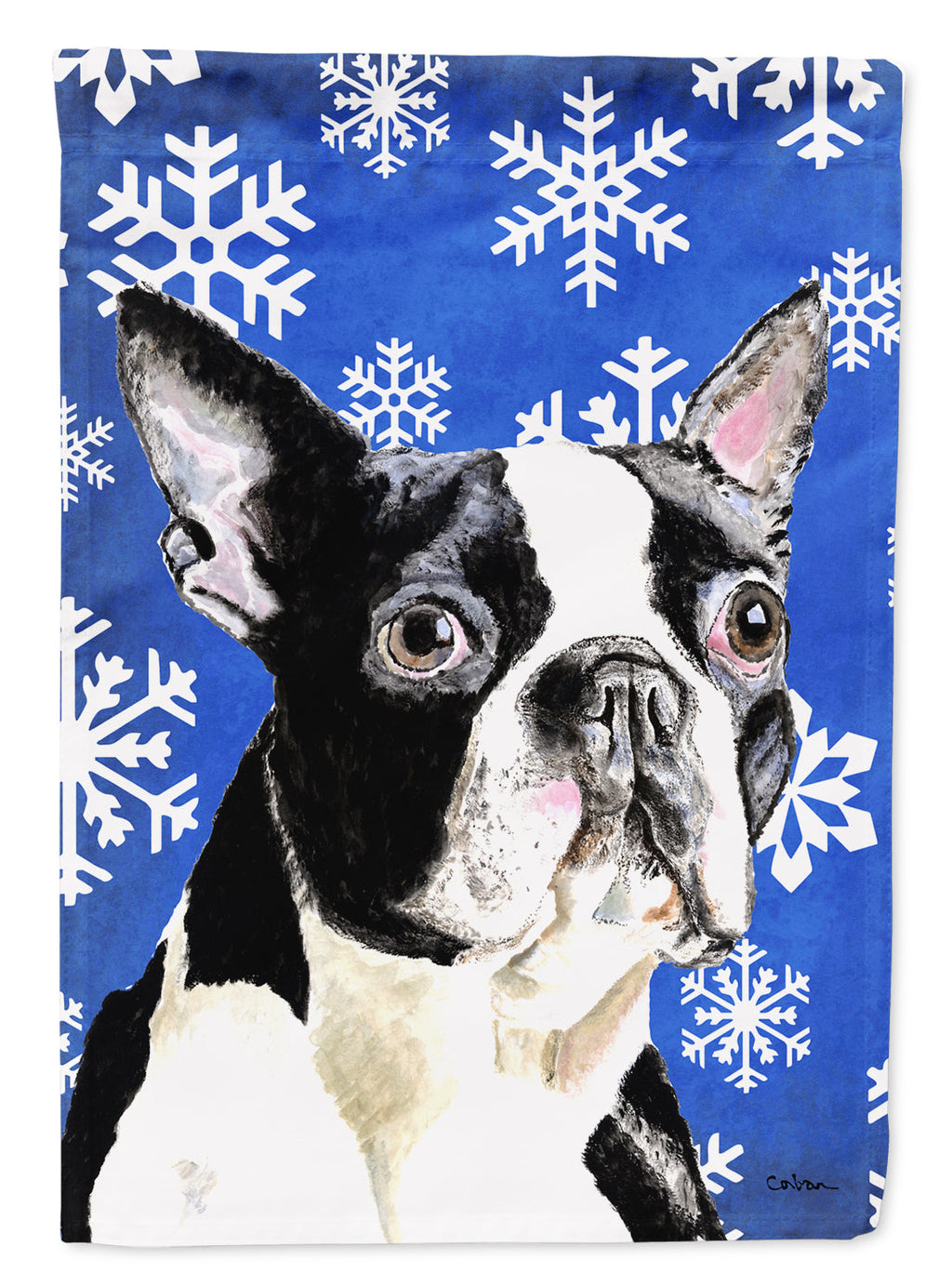Boston Terrier Winter Snowflakes Holiday Garden Flag Mailbox Decorative Yard Banner Outside Patio Artwork for Flower Beds, Garden Size, Multicolor