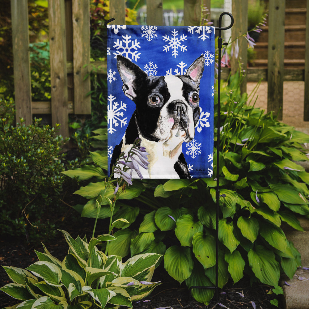 Boston Terrier Winter Snowflakes Holiday Garden Flag Mailbox Decorative Yard Banner Outside Patio Artwork for Flower Beds, Garden Size, Multicolor