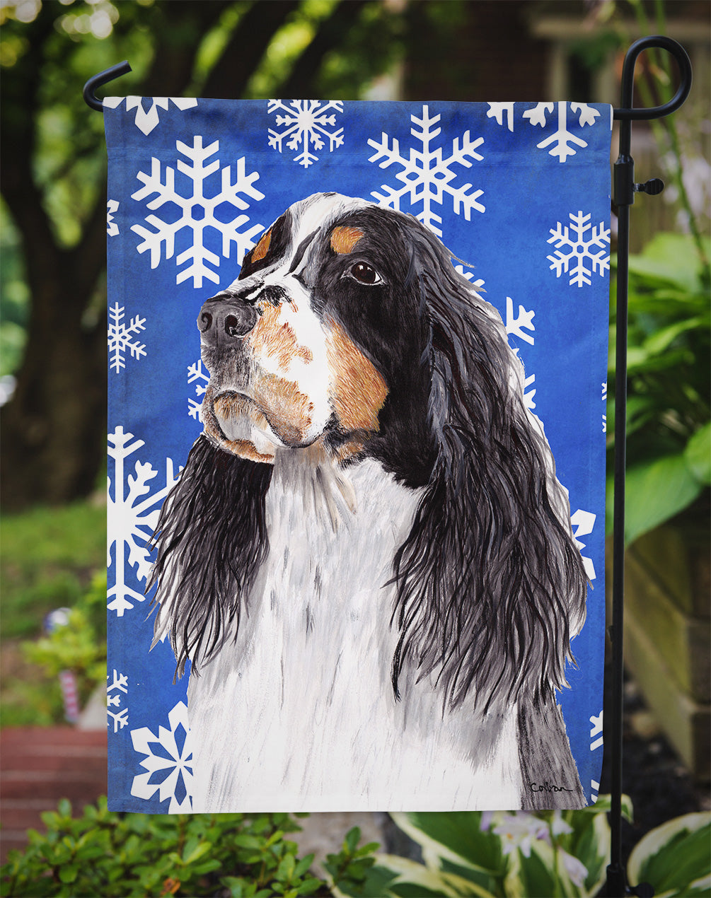 Springer Spaniel Winter Snowflakes Holiday Garden Flag Mailbox Decorative Yard Banner Outside Patio Artwork for Flower Beds, Garden Size, Multicolor