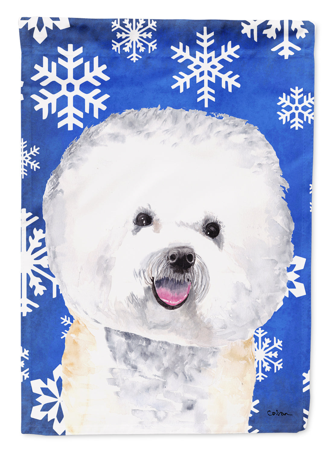 Bichon Frise Winter Snowflakes Holiday Garden Flag Mailbox Decorative Yard Banner Outside Patio Artwork for Flower Beds, Garden Size, Multicolor