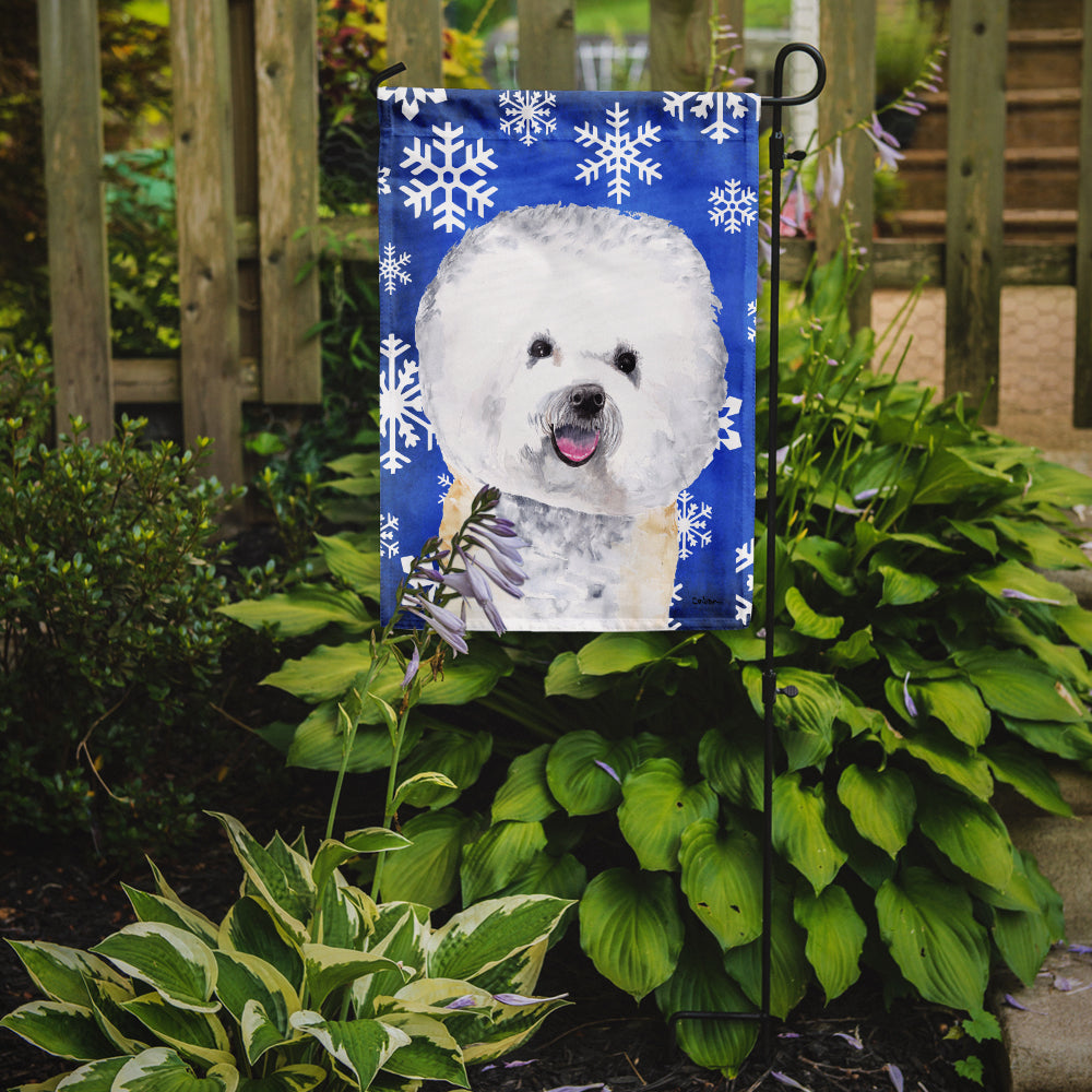Bichon Frise Winter Snowflakes Holiday Garden Flag Mailbox Decorative Yard Banner Outside Patio Artwork for Flower Beds, Garden Size, Multicolor
