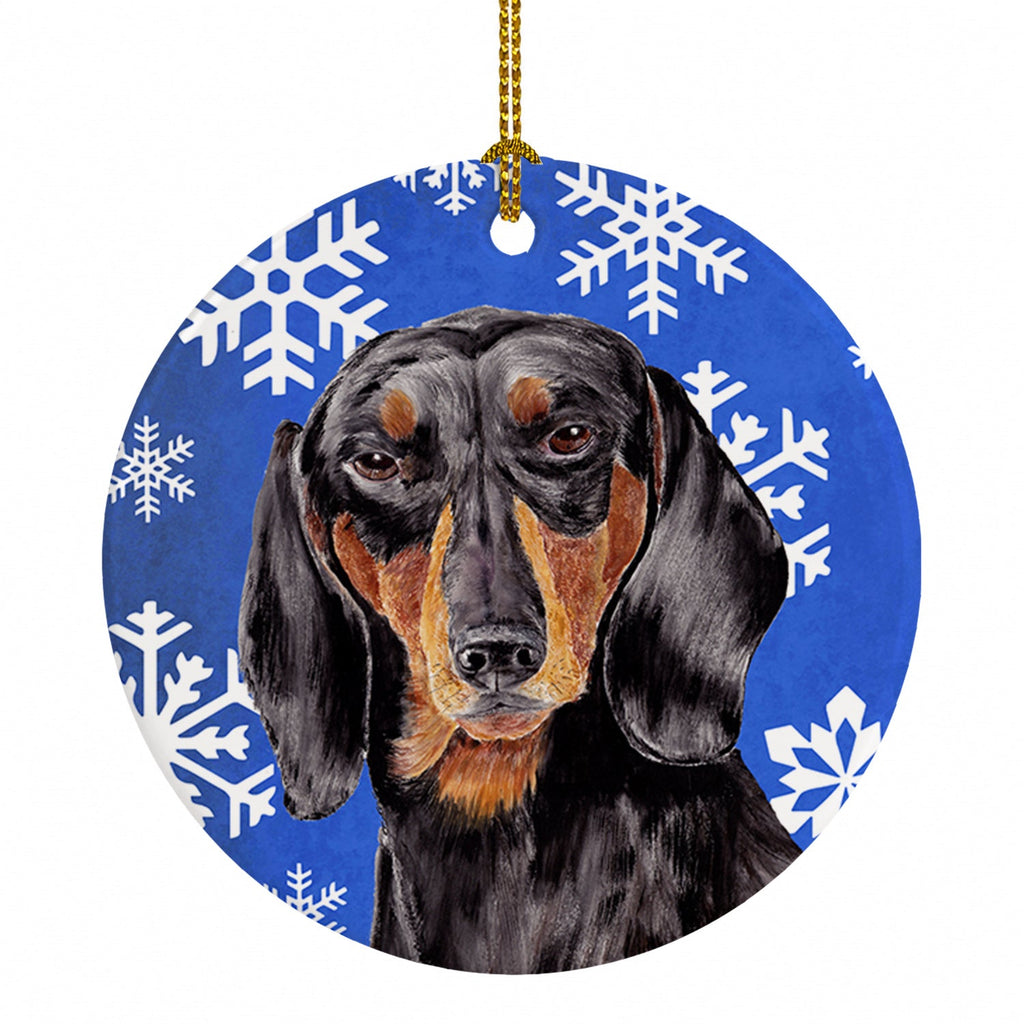 Dachshund Winter Snowflakes Holiday Ceramic Ornament Christmas Tree Hanging Decorations for Home Christmas Holiday, Party, Gift, 3 in, Multicolor