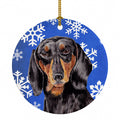 Dachshund Winter Snowflakes Holiday Ceramic Ornament Christmas Tree Hanging Decorations for Home Christmas Holiday, Party, Gift, 3 in, Multicolor
