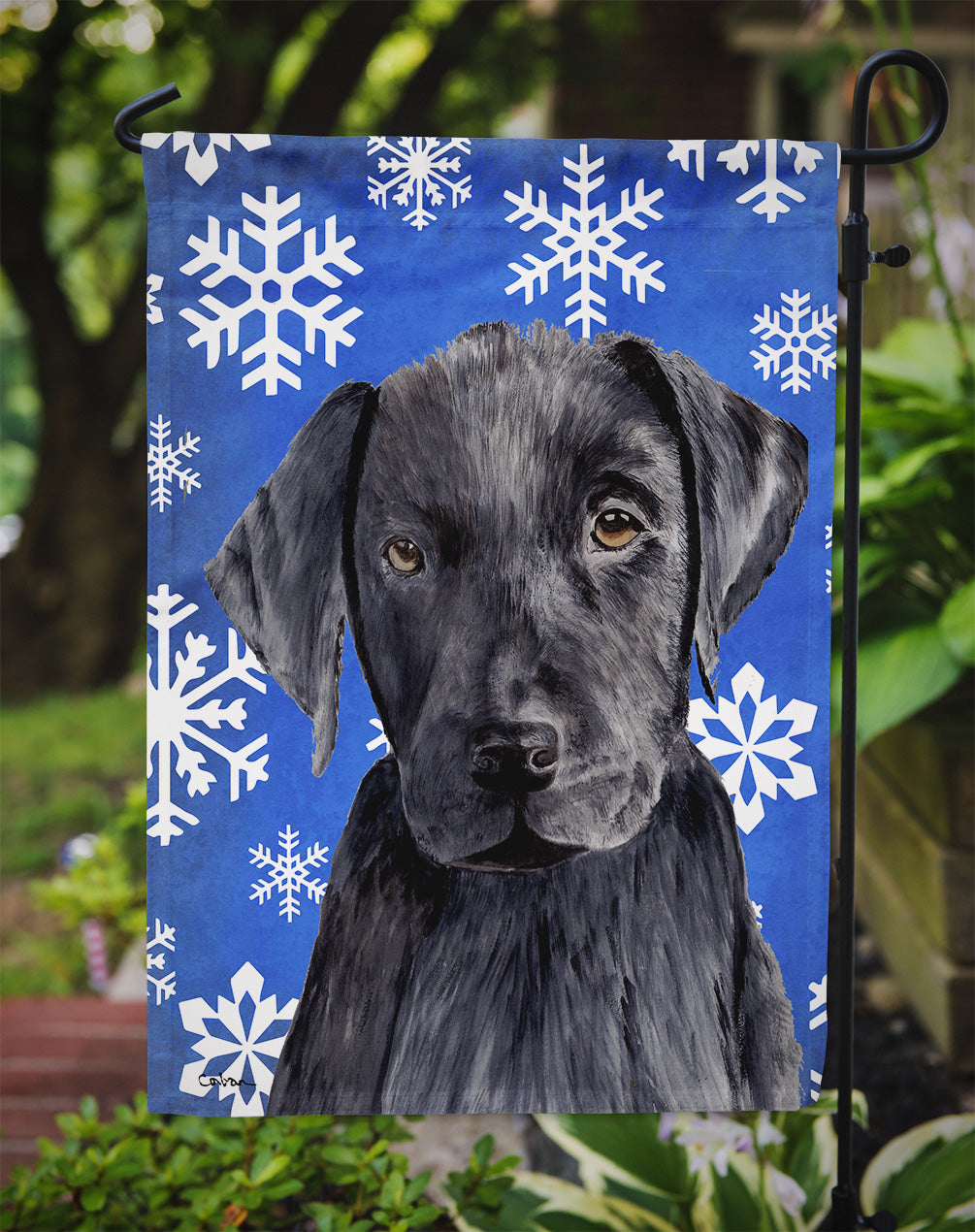 Labrador Winter Snowflakes Holiday Garden Flag Mailbox Decorative Yard Banner Outside Patio Artwork for Flower Beds, Garden Size, Multicolor