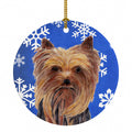 Yorkie Winter Snowflakes Holiday Ceramic Ornament Christmas Tree Hanging Decorations for Home Christmas Holiday, Party, Gift, 3 in, Multicolor