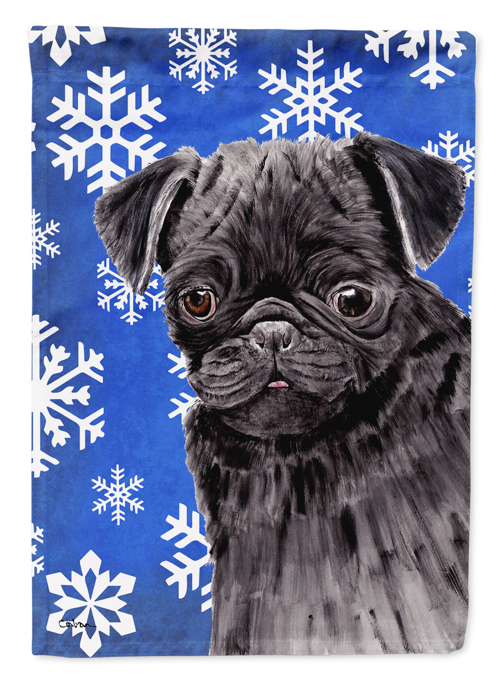 Pug Winter Snowflakes Holiday Garden Flag Mailbox Decorative Yard Banner Outside Patio Artwork for Flower Beds, Garden Size, Multicolor