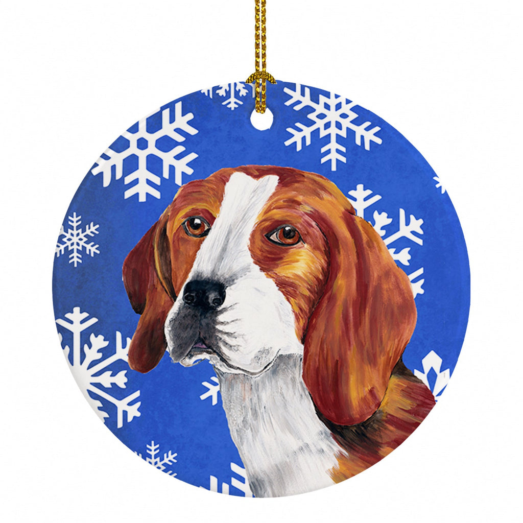 Beagle Winter Snowflakes Holiday Ceramic Ornament Christmas Tree Hanging Decorations for Home Christmas Holiday, Party, Gift, 3 in, Multicolor