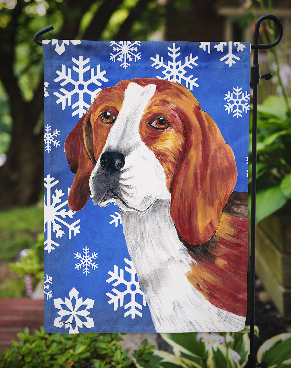 Beagle Winter Snowflakes Holiday Garden Flag Mailbox Decorative Yard Banner Outside Patio Artwork for Flower Beds, Garden Size, Multicolor