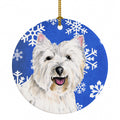 Westie Winter Snowflakes Holiday Ceramic Ornament Christmas Tree Hanging Decorations for Home Christmas Holiday, Party, Gift, 3 in, Multicolor