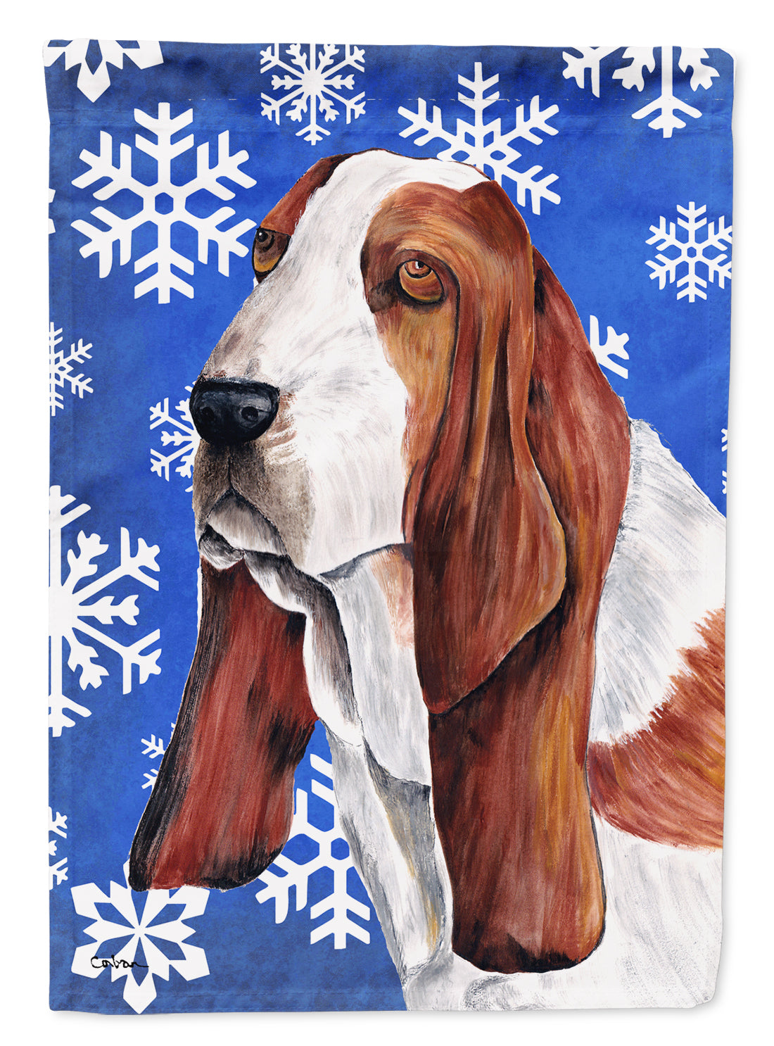 Basset Hound Winter Snowflakes Holiday Garden Flag Mailbox Decorative Yard Banner Outside Patio Artwork for Flower Beds, Garden Size, Multicolor