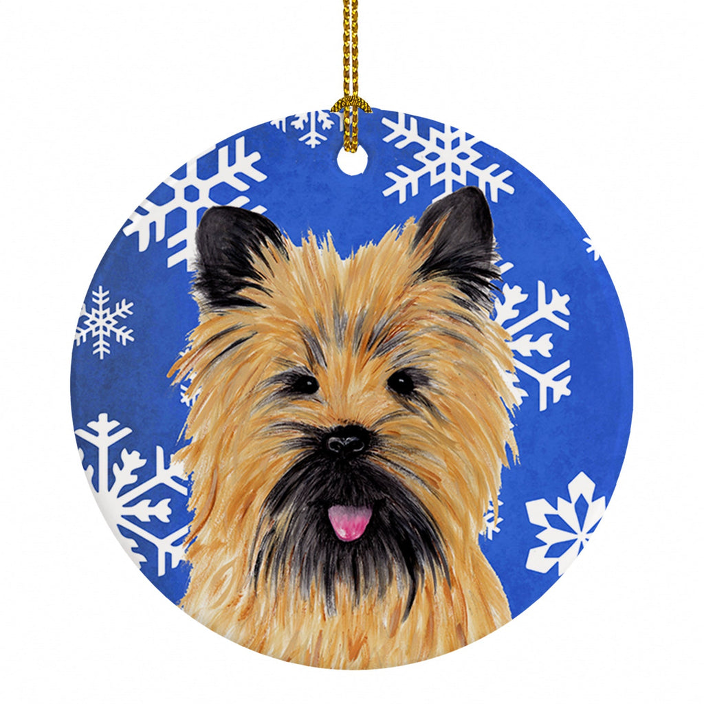 Cairn Terrier Winter Snowflakes Holiday Ceramic Ornament Christmas Tree Hanging Decorations for Home Christmas Holiday, Party, Gift, 3 in, Multicolor