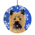 Cairn Terrier Winter Snowflakes Holiday Ceramic Ornament Christmas Tree Hanging Decorations for Home Christmas Holiday, Party, Gift, 3 in, Multicolor