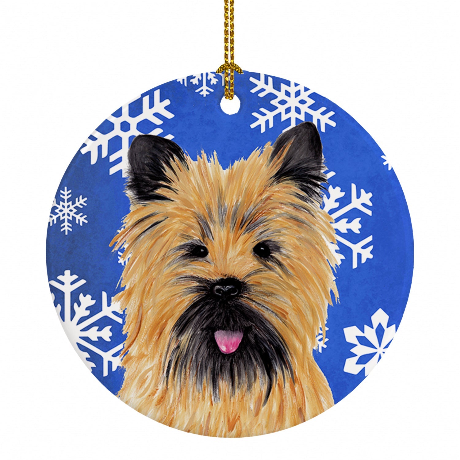 Cairn Terrier Winter Snowflakes Holiday Ceramic Ornament Christmas Tree Hanging Decorations for Home Christmas Holiday, Party, Gift, 3 in, Multicolor