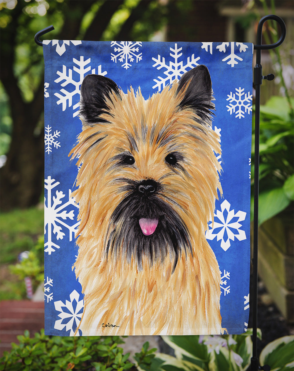 Cairn Terrier Winter Snowflakes Holiday Garden Flag Mailbox Decorative Yard Banner Outside Patio Artwork for Flower Beds, Garden Size, Multicolor