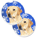 Labrador Winter Snowflakes Holiday Set of 2 Cup Holder Car Coasters Absorbent Round Sandstone Coasters Gifts for Men or Women, 2.5, Multicolor