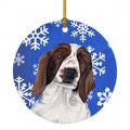 Welsh Springer Spaniel Winter Snowflakes Holiday Ceramic Ornament Christmas Tree Hanging Decorations for Home Christmas Holiday, Party, Gift, 3 in, Multicolor