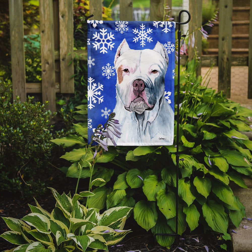 Pit Bull Winter Snowflakes Holiday Garden Flag Mailbox Decorative Yard Banner Outside Patio Artwork for Flower Beds, Garden Size, Multicolor