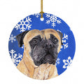 Mastiff Winter Snowflakes Holiday Ceramic Ornament Christmas Tree Hanging Decorations for Home Christmas Holiday, Party, Gift, 3 in, Multicolor
