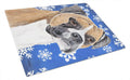 Boxer Winter Snowflakes Holiday Cutting Board Tempered Glass Kitchen Cutting Surface, Heat Resistant Chopping, Non-Slip Feet, Food Prep & Serving