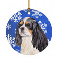 Cavalier Spaniel Winter Snowflakes Holiday Ceramic Ornament Christmas Tree Hanging Decorations for Home Christmas Holiday, Party, Gift, 3 in, Multicolor
