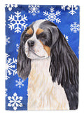 Cavalier Spaniel Winter Snowflakes Holiday Garden Flag Mailbox Decorative Yard Banner Outside Patio Artwork for Flower Beds, Garden Size, Multicolor