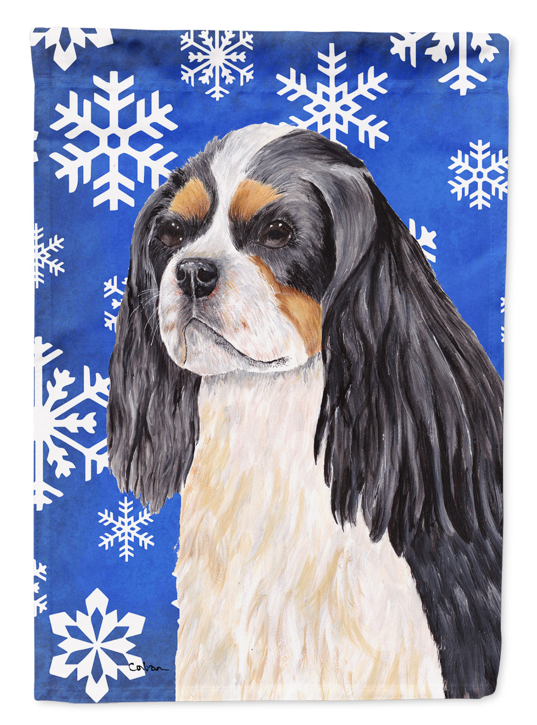 Cavalier Spaniel Winter Snowflakes Holiday Garden Flag Mailbox Decorative Yard Banner Outside Patio Artwork for Flower Beds, Garden Size, Multicolor