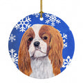 Cavalier Spaniel Winter Snowflakes Holiday Ceramic Ornament Christmas Tree Hanging Decorations for Home Christmas Holiday, Party, Gift, 3 in, Multicolor