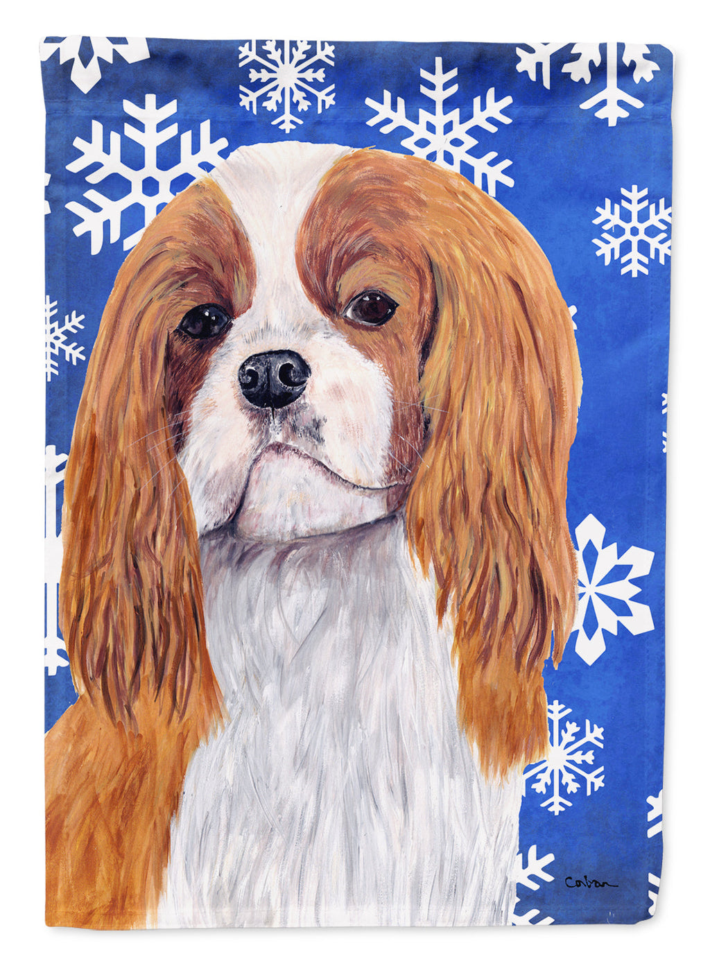 Cavalier Spaniel Winter Snowflakes Holiday Garden Flag Mailbox Decorative Yard Banner Outside Patio Artwork for Flower Beds, Garden Size, Multicolor