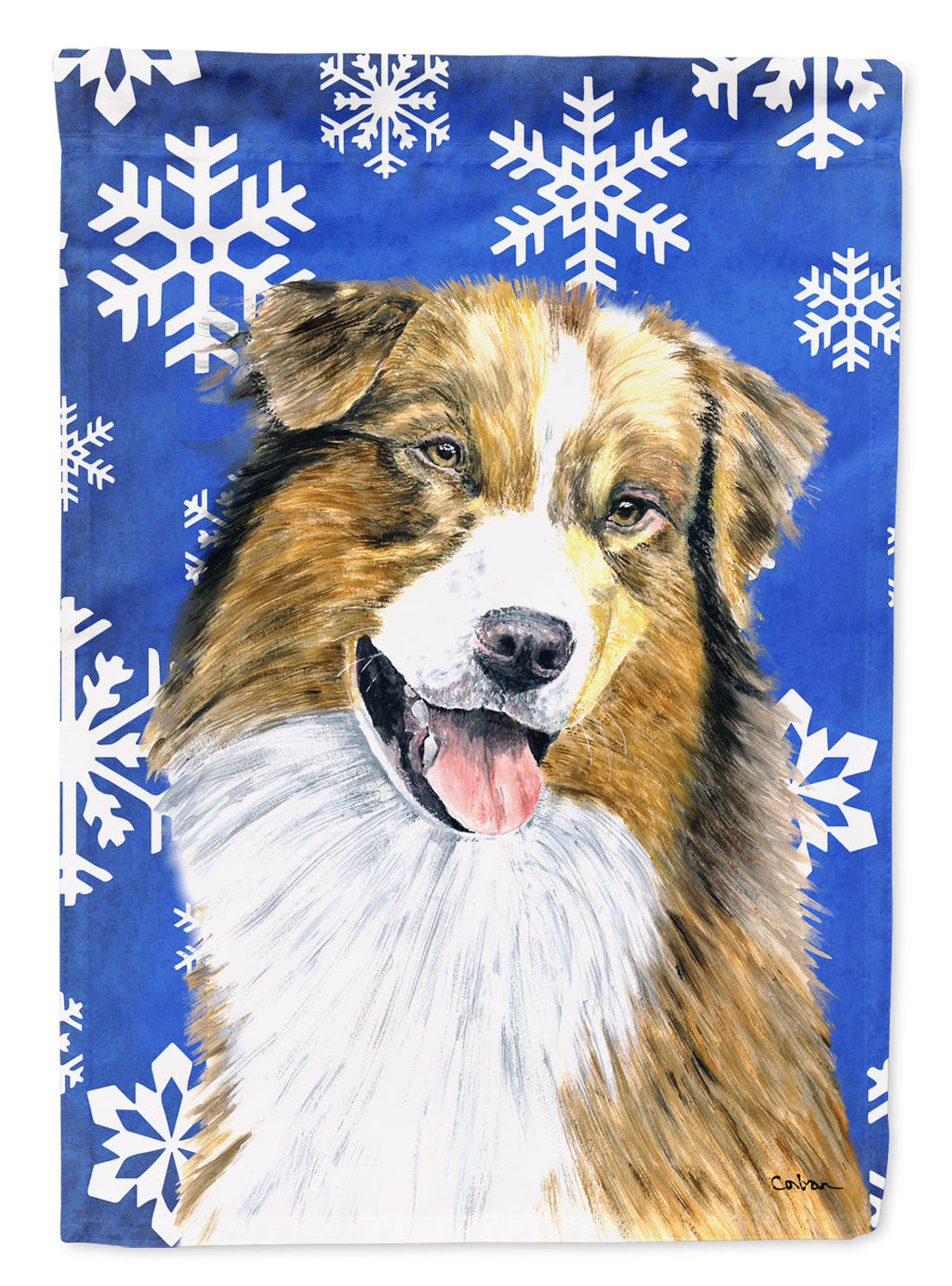 Australian Shepherd Winter Snowflakes Holiday Garden Flag Mailbox Decorative Yard Banner Outside Patio Artwork for Flower Beds, Garden Size, Multicolor