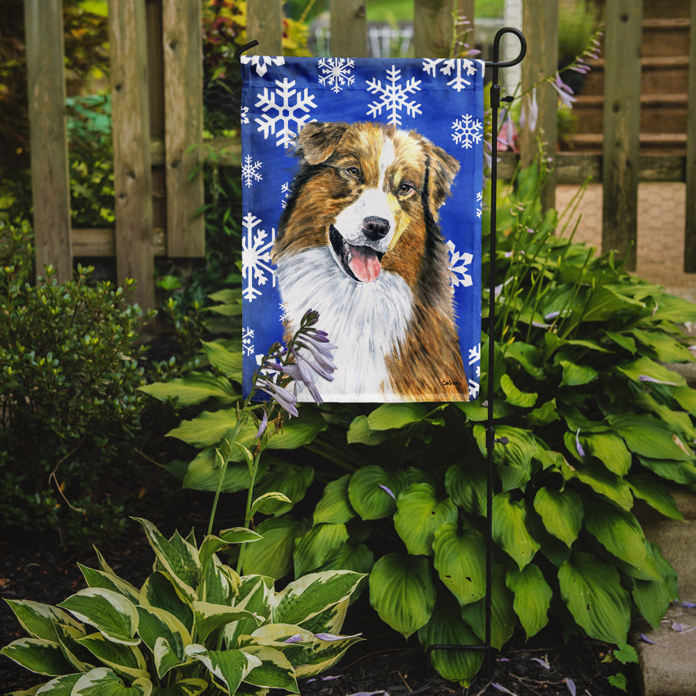 Australian Shepherd Winter Snowflakes Holiday Garden Flag Mailbox Decorative Yard Banner Outside Patio Artwork for Flower Beds, Garden Size, Multicolor
