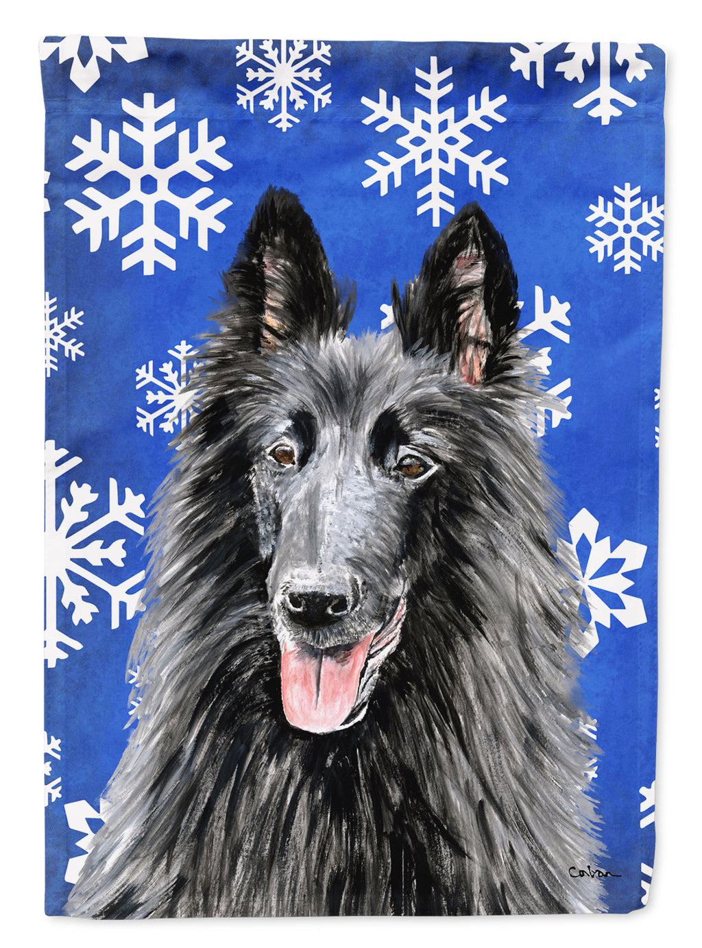 Belgian Sheepdog Winter Snowflakes Holiday Garden Flag Mailbox Decorative Yard Banner Outside Patio Artwork for Flower Beds, Garden Size, Multicolor