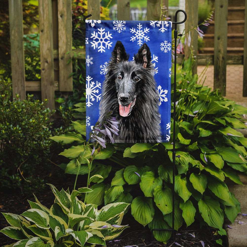 Belgian Sheepdog Winter Snowflakes Holiday Garden Flag Mailbox Decorative Yard Banner Outside Patio Artwork for Flower Beds, Garden Size, Multicolor