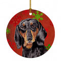 Dachshund Red and Green Snowflakes Holiday Christmas Ceramic Ornament Christmas Tree Hanging Decorations for Home Christmas Holiday, Party, Gift, 3 in, Multicolor