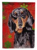 Dachshund Red and Green Snowflakes Holiday Christmas Garden Flag Mailbox Decorative Yard Banner Outside Patio Artwork for Flower Beds, Garden Size, Multicolor