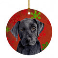 Labrador Red and Green Snowflakes Holiday Christmas Ceramic Ornament Christmas Tree Hanging Decorations for Home Christmas Holiday, Party, Gift, 3 in, Multicolor