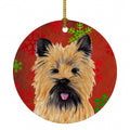 Cairn Terrier Red and Green Snowflakes Holiday Christmas Ceramic Ornament Christmas Tree Hanging Decorations for Home Christmas Holiday, Party, Gift, 3 in, Multicolor