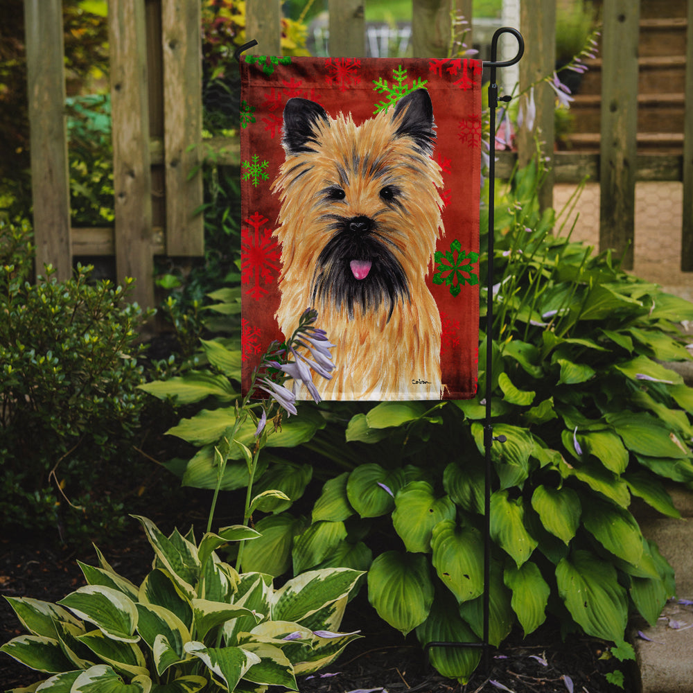 Cairn Terrier Red and Green Snowflakes Holiday Christmas Garden Flag Mailbox Decorative Yard Banner Outside Patio Artwork for Flower Beds, Garden Size, Multicolor