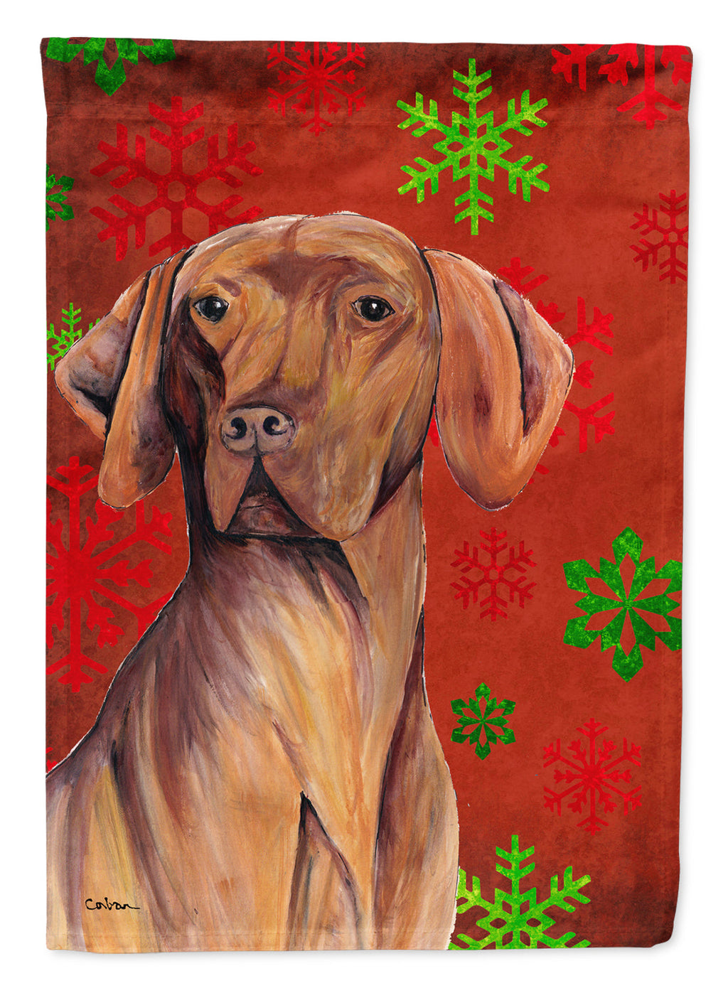Vizsla Red and Green Snowflakes Holiday Christmas Garden Flag Mailbox Decorative Yard Banner Outside Patio Artwork for Flower Beds, Garden Size, Multicolor