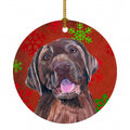 Labrador Red and Green Snowflakes Holiday Christmas Ceramic Ornament Christmas Tree Hanging Decorations for Home Christmas Holiday, Party, Gift, 3 in, Multicolor