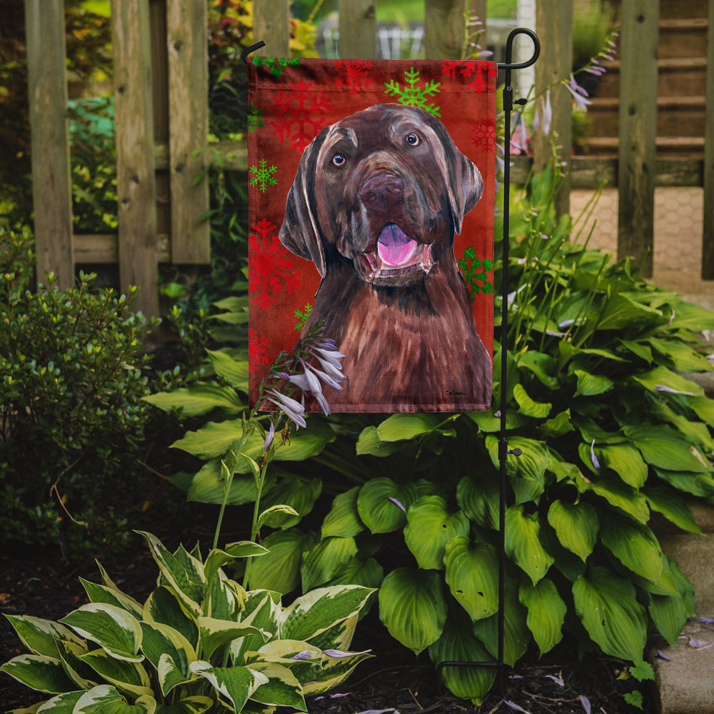Labrador Red and Green Snowflakes Holiday Christmas Garden Flag Mailbox Decorative Yard Banner Outside Patio Artwork for Flower Beds, Garden Size, Multicolor