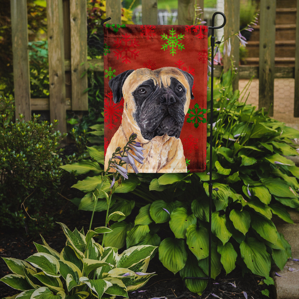 Mastiff Red and Green Snowflakes Holiday Christmas Garden Flag Mailbox Decorative Yard Banner Outside Patio Artwork for Flower Beds, Garden Size, Multicolor