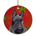 Scottish Terrier Red and Green Snowflakes Holiday Christmas Ceramic Ornament Christmas Tree Hanging Decorations for Home Christmas Holiday, Party, Gift, 3 in, Multicolor